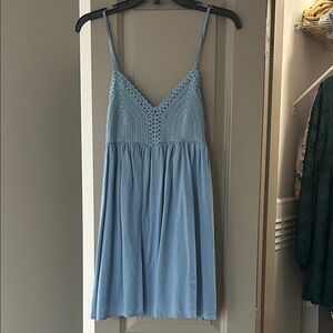 Lulu's Sky Blue Crochet Detail Dress